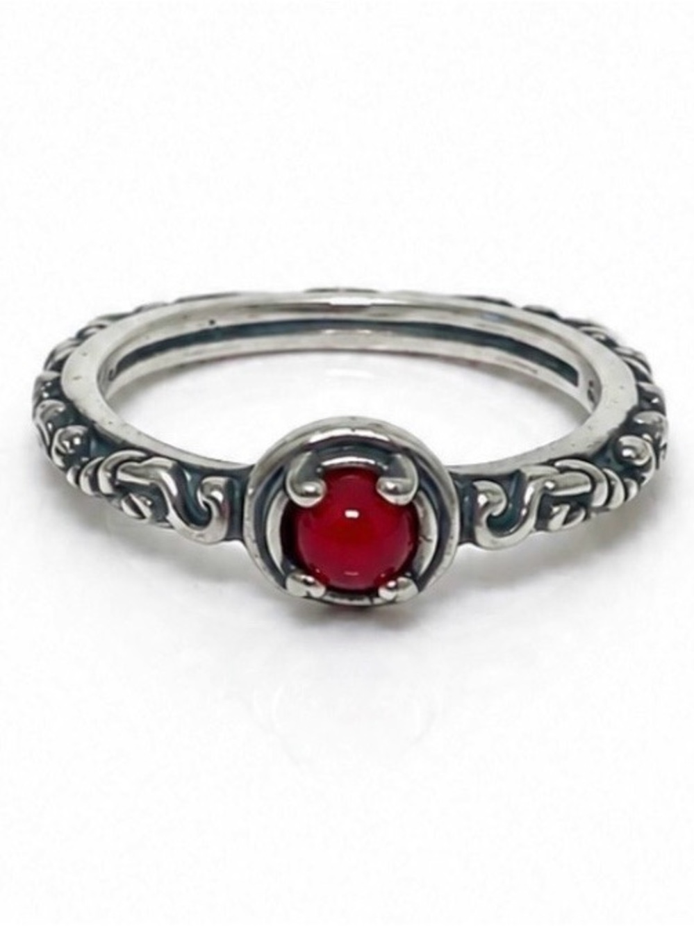Carolyn Pollack Southwestern Sterling Silver Coral Gemstone Band Ring size 8.25